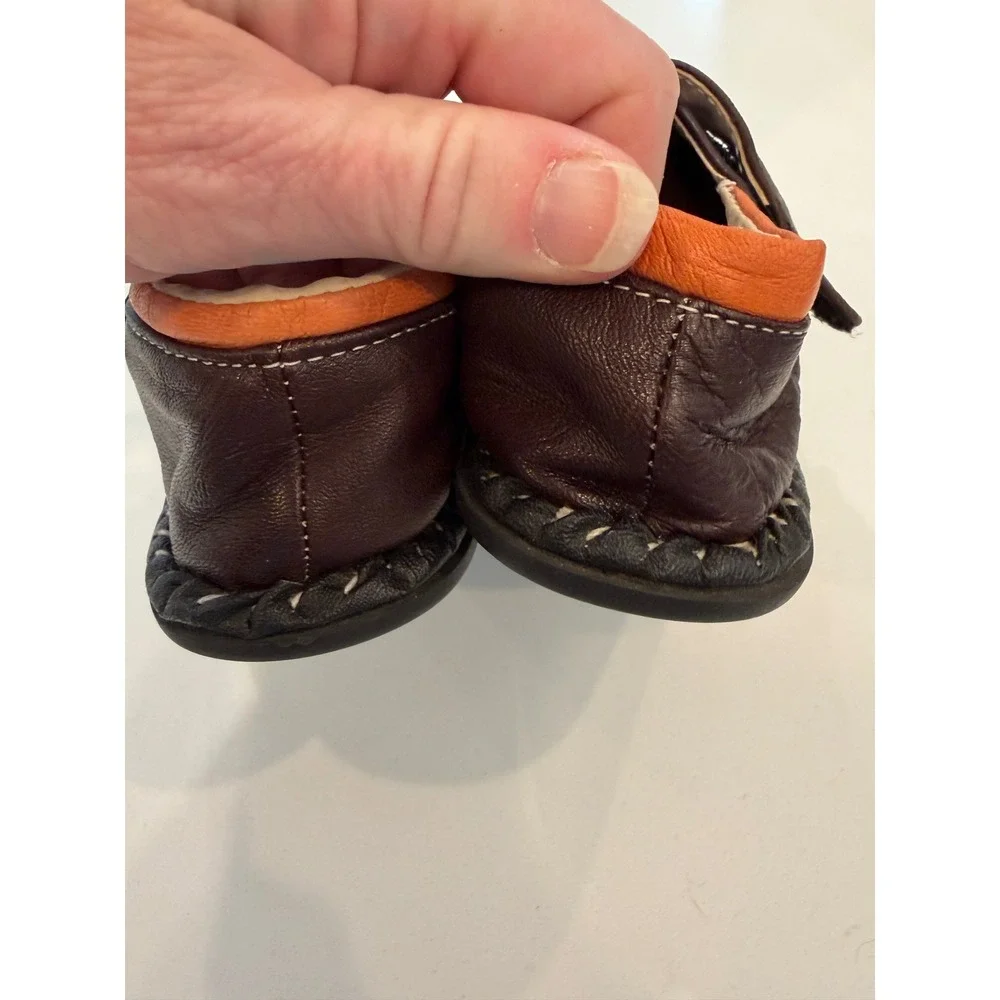 Pippy Toes Kids Brown Leather Loafers Hook Loop Strap Shoes Size 8 Toddler